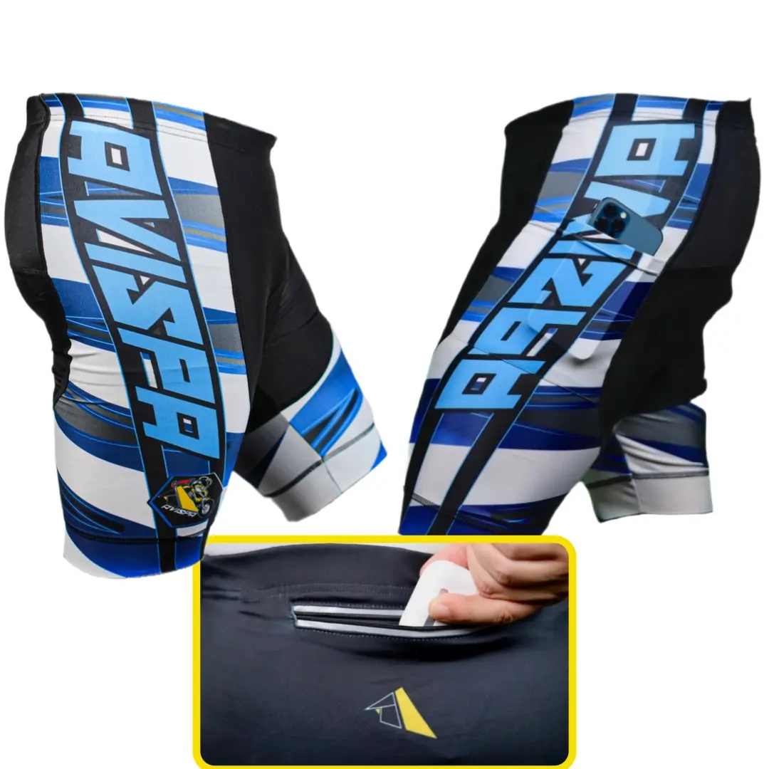 Avispa Unisex Cycling Shorts, 4D Gel Padded, Reflectors, Zipper Pocket, Compression Side Pocket, Breathable Fabric, Anti-Chafing Leg Grippers, Unisex Names
