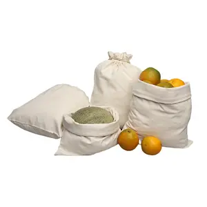 RIVERICH 4-Pack Cotton Drawstring Bags - Reusable Organic Cotton Muslin Pouches for Gift Wrapping, Travel Storage & Organization, Versatile Cloth Bags Perfect as eco-friendly gift bags, jewelry pouches, cosmetic travel cases, or pantry storage