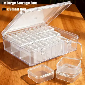 30Pcs Mini Bead Containers,Clear Diamond Art Storage Case,Plastic Craft Supply Case for Organizing,Rectangle Containers for DIY Bead Craft,Jewelry,Small Part