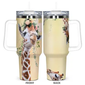 Giraffe Pattern Tumbler, 40oz Stainless Steel Insulated Tumbler with Lid, Gift for Any Occasion Birthdays, Holidays, Drinkware