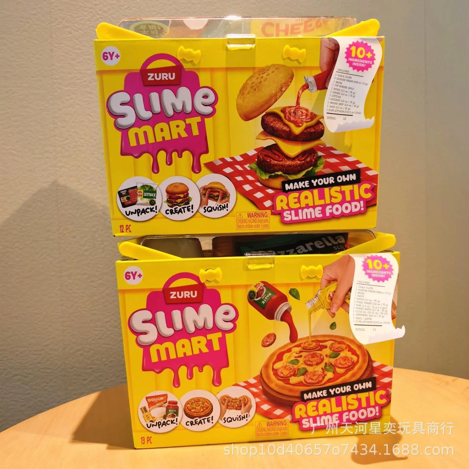 Zuru Slime Mart Diy Handmade Basket Toy Kit Realistic Hamburger Pizza Slime Food 10+ Ingredients Inside For 6+ Kids Pretend Play