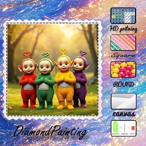 DIY 5D Flocking Diamond Painting Kit, AB drills, Fairy Dust drills, Crystal drills, Cartoon characters, Vibrant colors, Friendly vibe, Diamond embroidery, Special craftsmanship art kit, Wall decor, Gift for family, loved ones, friends.