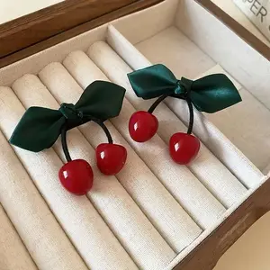 Cherry & Bow Decor Hair Clips, Cute Hair Accessories for Women & Girls, Minimalist Headwear Suitable for Bangs and Loose Hair