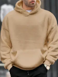 Men's Winter Hooded Sweatshirt, Lamb Wool Material, Casual Style, Warm & Cozy Design, Perfect for Daily Wear