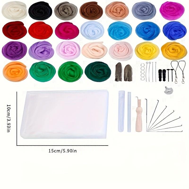 54 Piece Wool Felt Kit + Tools, Beginner Needle Felting Set, Includes Animal Tool Instructions, DIY Craft Supplies, DIY Handmade Craft