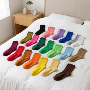 10 Pairs Random Color Women's Crew Socks - Breathable Cotton Sport Socks Design, Soft Comfortable Casual Everyday Socks for Teens & Women, Multi-color Bulk Pack for Daily & Sports-YY0