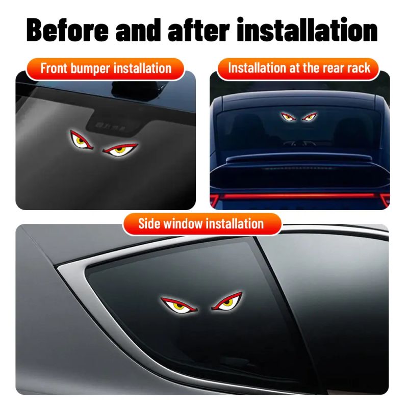 Car Rear Window Dynamic LED Display – Vampire Devil Eye Emoji Panel, Auto Decorative Light