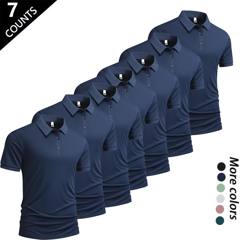 Men's Summer Ice Silk Short-Sleeve Polo Shirt Set of Seven Versatile Trendy Collared Top for Business Casual Wear Breathable Quick-Drying Cool-Touch Skin-Friendly Moisture-Wicking Anti-Pilling Colorfast Multiple Colors Menswear Tropical tiktokshopspringgl Men's Summer Ice Silk Short-Sleeve Polo Shirt Set of Seven Versatile Trendy Collared Top for Business Casual Wear Breathable Quick-Drying Cool-Touch Skin-Friendly Moisture-Wicking Anti-Pilling Colorfast Multiple Colors Menswear Tropical tiktokshopspringgl