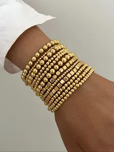 Women's Fashion Multi-Layer Beaded Elastic Bracelet Set, Vintage Bohemian Style Jewelry for All Occasions, Perfect Gift for Holidays & Special Events