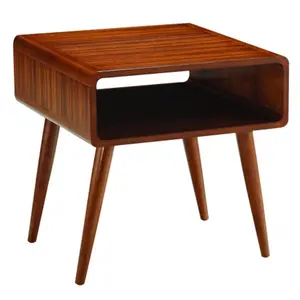 212 MAIN Modern Side Table - Zebra Series Solid Hardwood Rectangular Open-Storage Boraam Industries Alborg End Table Indoor Furniture with Zebrawood Grain