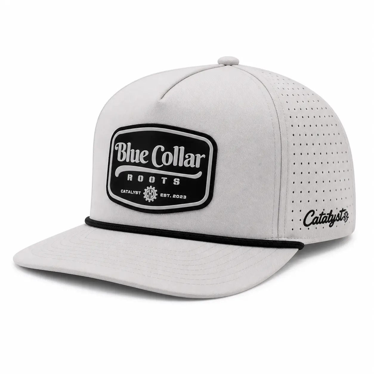 Catalyst Hat Company Foreman Men's Snapback Hat, Grey 5-Panel Water-Resistant Canvas, Breathable Adjustable Fit for Everyday Wear, Standard & XL Sizes
