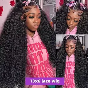 13x6 Lace Frontal Wig Human Hair Pre Plucked 230 250 Density Spiral Burmese Curly Hair Wig for Women natural