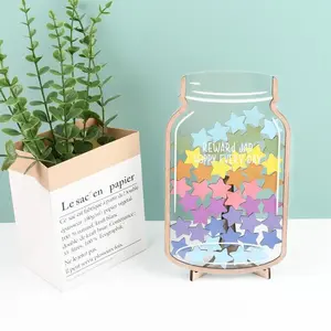 Children Star Reward Jar Wooden Reward System with Star Chart Learning Self-Discipline Tool Ideal for Classroom Rewards Family Good Behavior and Chore Tracking Suitable for Teachers Parents