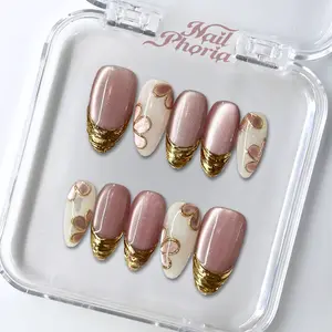 NailPhoria GLAZE PETAL - Handmade Press-On Nails | Reusable, Salon-Quality, Long-Lasting, Glossy Design