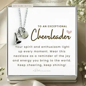 Personalized Cheerleading Gifts, Megaphone Necklace, Cheer Gifts, Personalized Cheerleader Necklace, Initial Necklace, Cheer Team Gifts Bulk