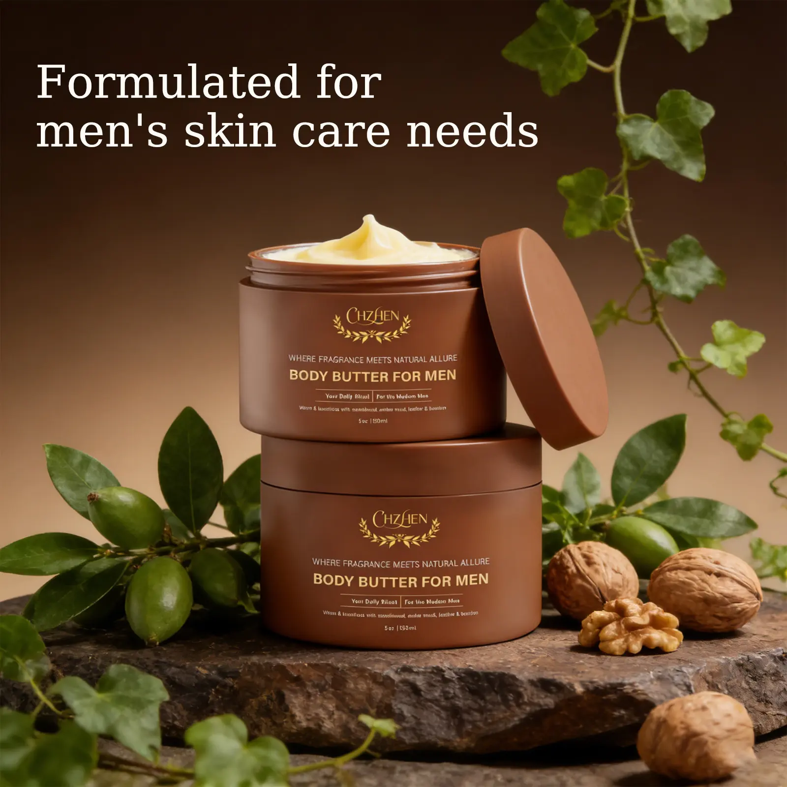 Men's Body Butter (3.0-5.9 fl. oz., 150ml) - Chemical-Free Deep Moisturizing Formula, Male Body Skincare Cream for Daily Use, Nourishing for Smooth Texture Skin, Daily Moisturizing Cream, Body Hydrator