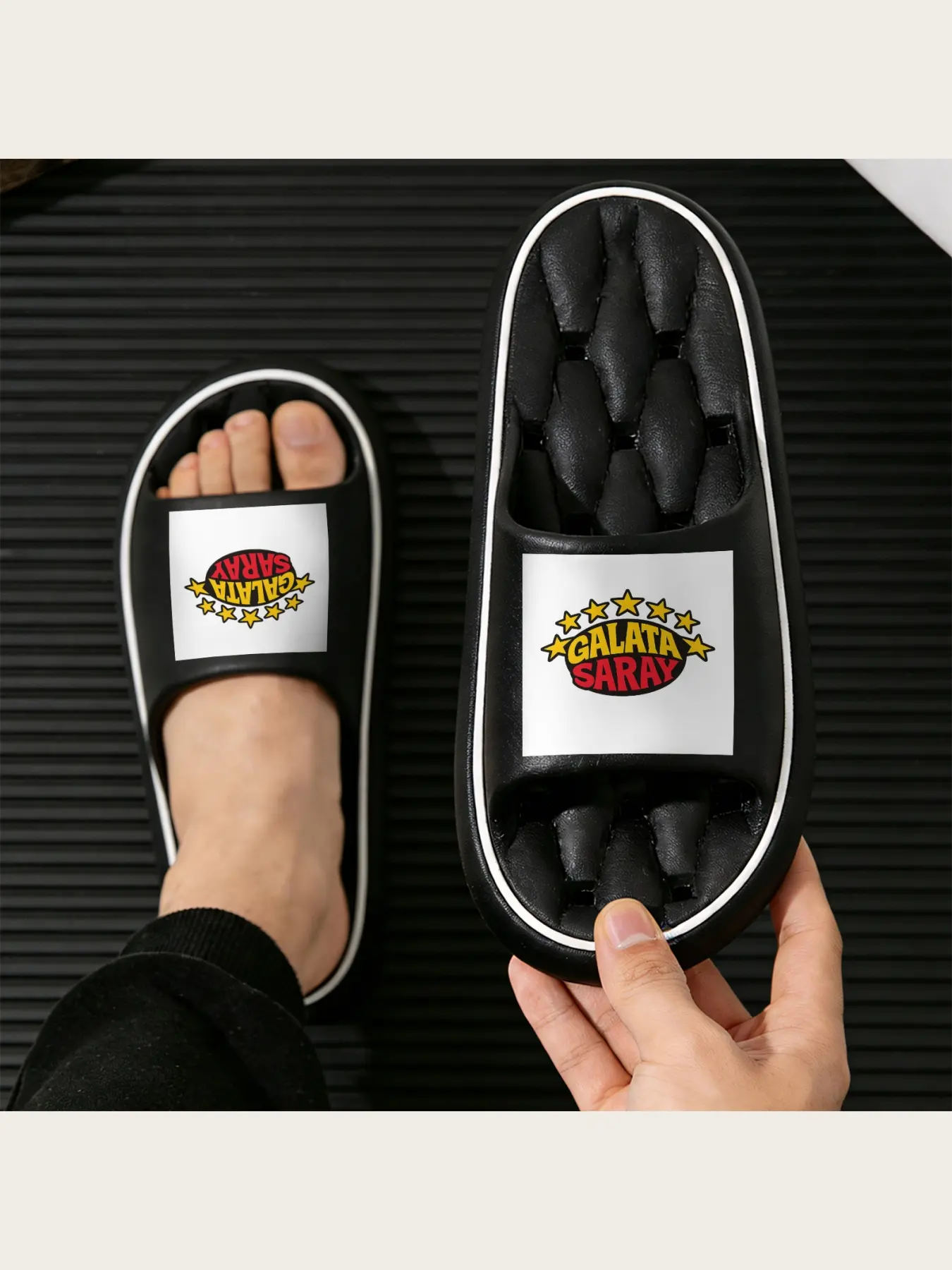 Galata Saray Football Club Themed Slippers for Men Women Kids Comfortable Indoor Outdoor Home Shoes with Team Logo and Star Design Ideal Fan Merchandise Lightweight Non Slip Sole Casual Footwear