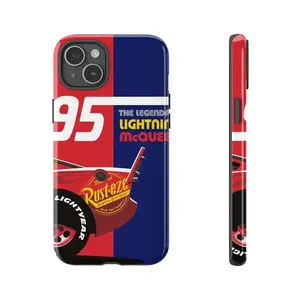 Lightning McQueen Rust-eze Phone Case for iPhone 14, 15, 16, Samsung, Pixel 8 - Ideal Gift for Cars and Racing Fans