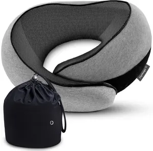 FlyHugz® Neck Travel Pillow | Memory Foam Neck Pillow for Comfort on Airplane | Compact and Ergonomic Design for Travel, Car Rides, and Home Use | Ideal for Adults and Kids