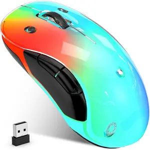 Z-RGP2  2.4G LED Wireless Mouse, Rechargeable Ergonomic Mouse with Detachable Cover, 1200 DPI Portable Optical Computer Mouse with USB Receiver for Laptop, PC, Desktop and MacBook, 5 Buttons