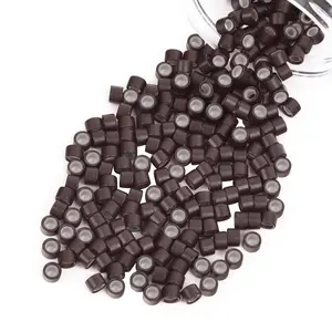 MORESOO Microbeads Brown Silicone Beads for Butterfly Weft Hair Extensions Tool - Gentle & Secure Attachment for Hairdressers & DIY Enthusiasts