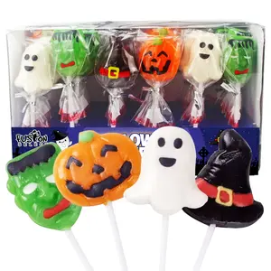 Fusion Select Candy Lollipops - Halloween Suckers - Trick or Treat Candies for Kids - Frankenstein's Monster, Jack o Lantern, Ghost & Witch Hat Sweets - Individually Wrapped - 30 Per Box
