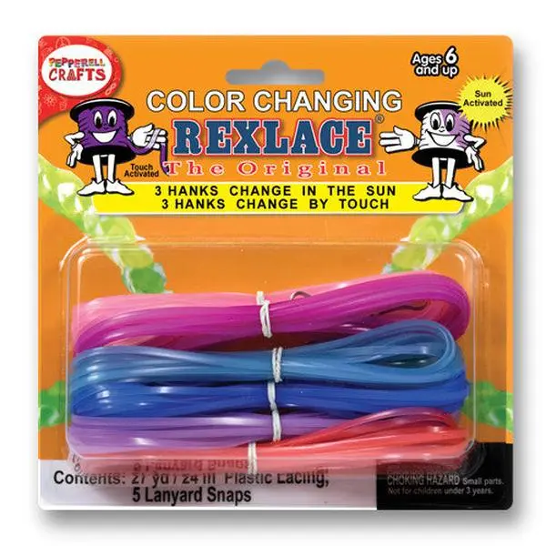 Rexlace Color-Change Plastic Lacing, Sun & Heat Color-Change Assortment, 6 Hanks, Friendship Bracelets, Lanyards, Keychains