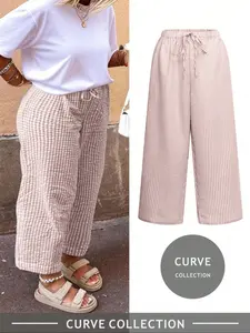 Women's Plus Size Printed Wide Leg Pants, Casual Beach Pants, Casual High Waist Loose-Fitting Trousers, Comfortable All Season Wear, Fashionable Ladies' Clothing Pants