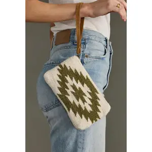 Cream and Olive Western Wristlet