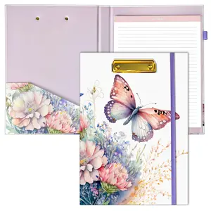 Clipboard Folio with Refillable Lined Notepad, Steel Butterfly Clipboard, Pen Loop, Elastic Band, 13" L x 9.25" W, Matte Paper Hardcover, Professional Office & Business Organizer