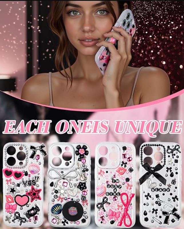 Junk case charms,junk case Kit for Customizing Diy Cases,With Cute Bow,Flatback Pearls,Letter Beads, Aesthetic Big Decor for Personalization