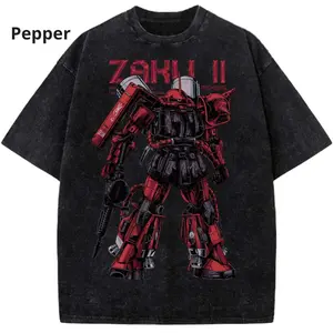 MS-06S Zaku II Shirt, The Gundam Anime Shirt, Retro Mecha Graphic T-Shirt, T Shirt For Men Graphic Tee, Vintage Graphic Tee, Menswear & Womenswear, Streetwear Tops, Casual Cotton Crewneck Shortsleeve T-shirt