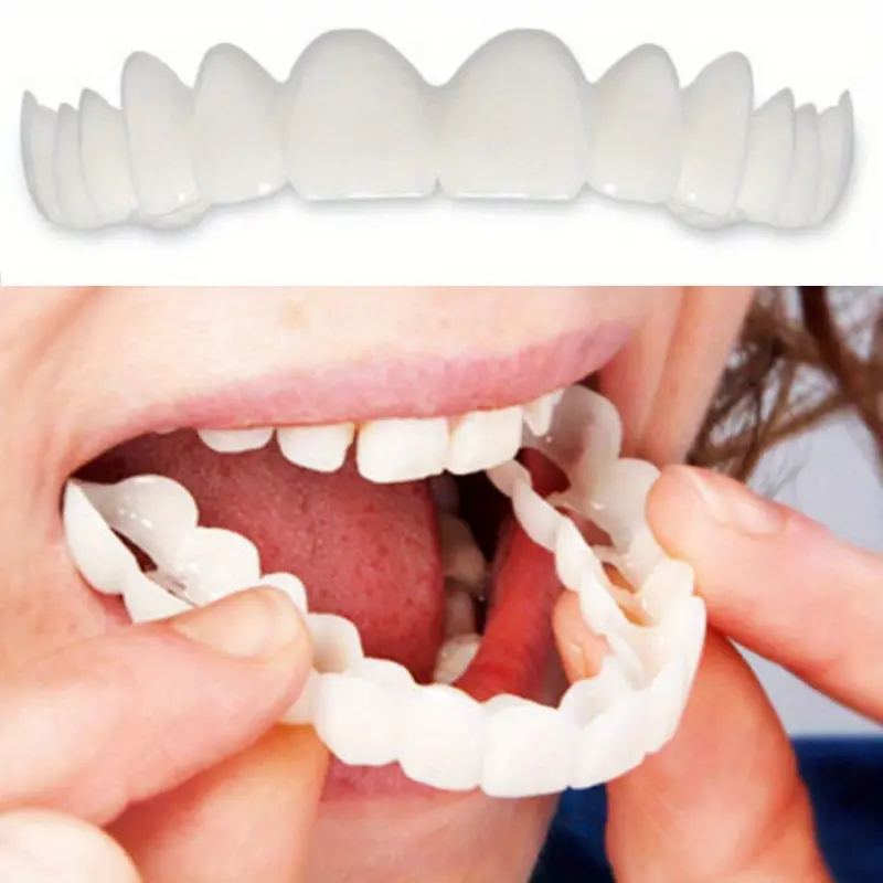 Pack of 2-4, Comfortable And Flexible White Disposable Teeth with Veneers Upper And Lower Teeth, Suitable Both Men And Women.