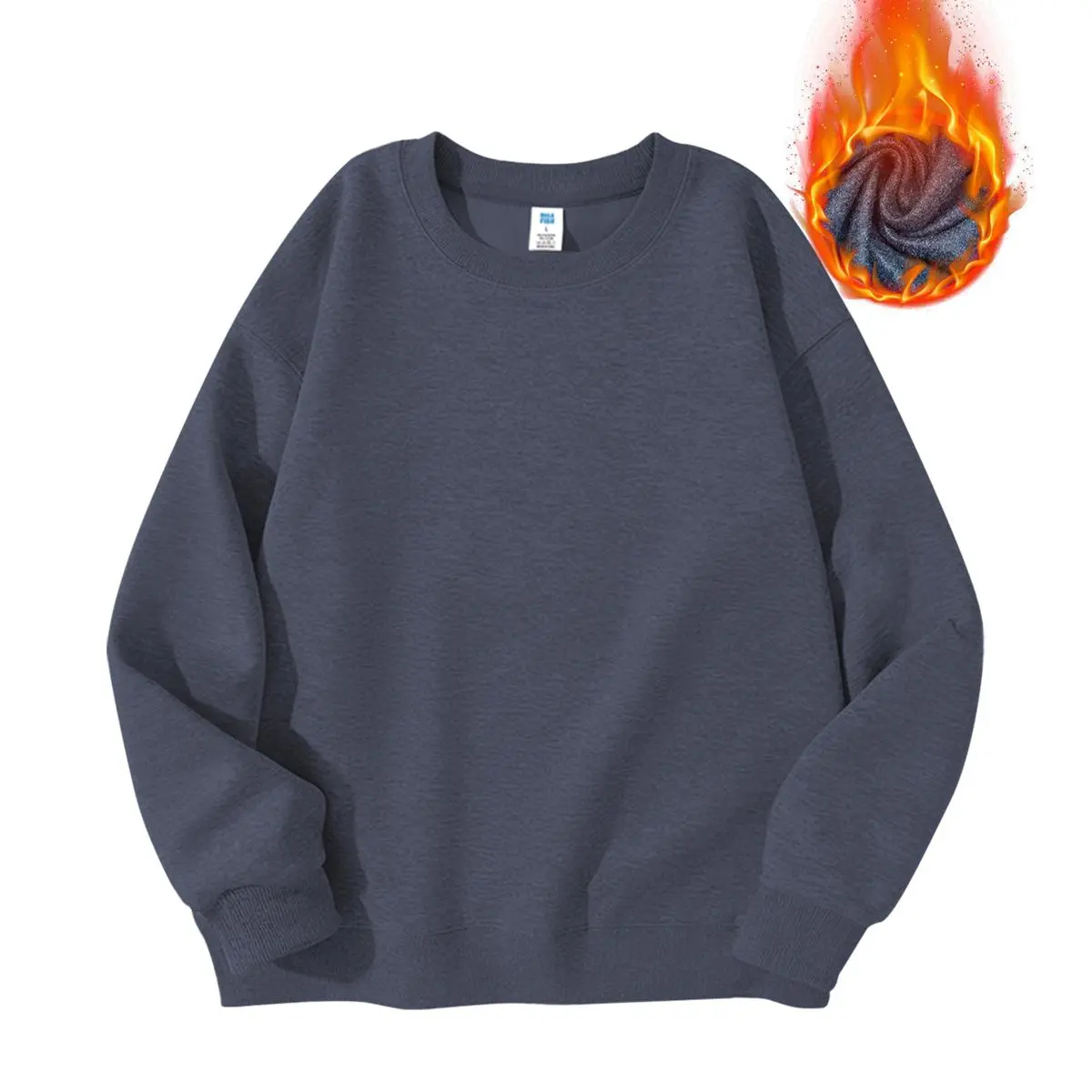 Solid color crewneck long sleeve sweatshirt for men, casual loose fit, made of polyester cotton imitation fabric. Easy to pair with jeans and sweatpants, ideal for daily outfits.