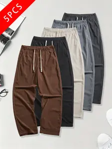 Pack of 5 men’s corduroy casual pants, loose straight fit, comfortable breathable fabric, new for spring/autumn