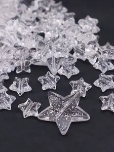 10pcs/60pcs Star Transparent Beads 8mm or 20mm Acrylic Beads With Holes for DIY Handmade Crafts, Ideal for Bracelet/Phone Chain Jewelry Making, Perfect for Craft Enthusiasts, DIY Beading Accessories