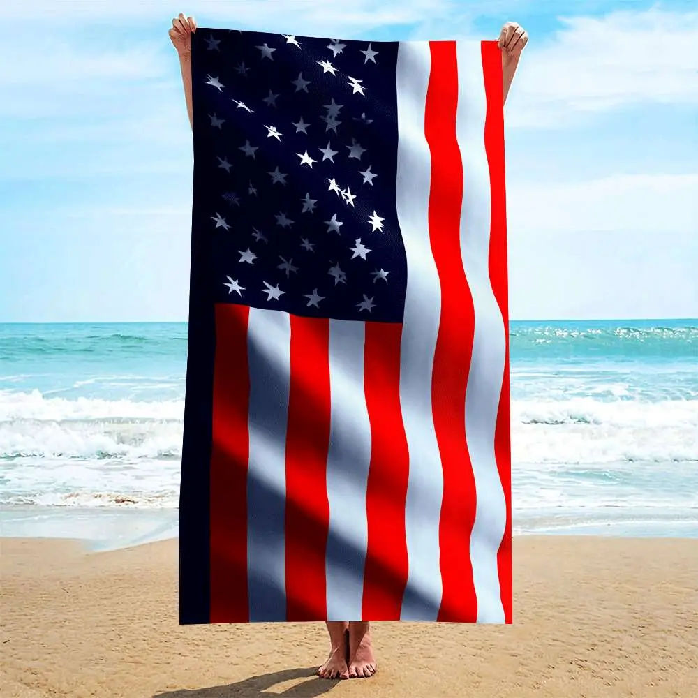 1pc, American Flag Beach Towel, Beach Towel Standard, Single-Sided Print, Microfiber, Multiple Sizes, Suitable for Daily Use/Independence Day/Christmas Holiday Decorations, Fits Various Rooms