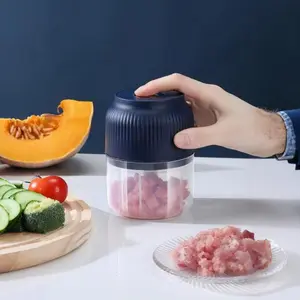 Cordless Electric Garlic Chopper, 3 Sharp Blades 300ML Portable Food Processor, Mini Garlic Grinder Masher for Onion, Ginger, Chili, Fruit, Meat and Spices