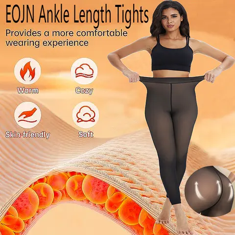 EOJN 2026 New Women's Winter High Waist Fleece Lined Tights Warm Footless Tights One-Seam Ankle Length Leggings, Solid thick Fleece Pants Outdoors&Indoors  Cold Weather Thermal Bottoms for Daily Wear,Comfy Breathable,Buttery-soft.