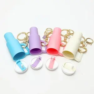 Mini Tumbler Keychain ,Cute Mini Cup Flower Charm for School Bag Backpack Gir Women  ， Mini Tumbler Keychain ChapstickHolder
