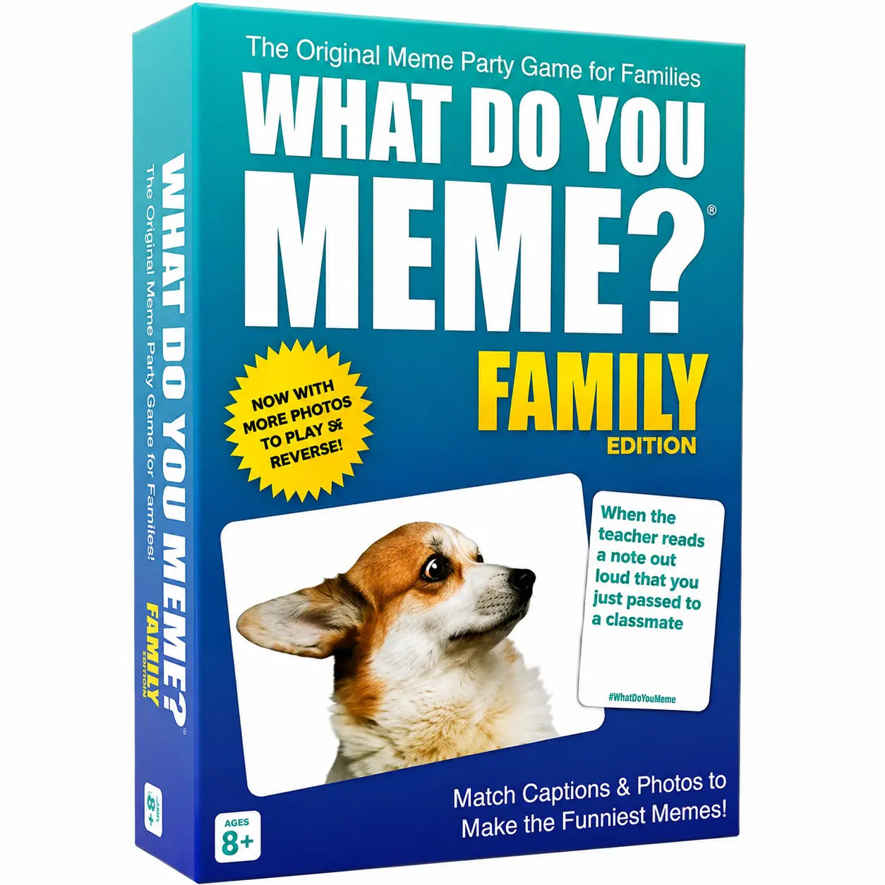 WHAT DO YOU MEME? Family Edition by Relatable - Nappa Award 2025 Winner, Family Games for Kids and Adults 8+, The TikTok Viral Sensation Kids Game - Includes 300 Caption Cards, 108 Photo Cards