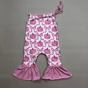 Baby Girl Halloween Romper Bows Pumpkin Onesie Bodysuits