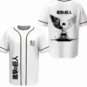 Eren Fallen Angel Attack on Titan Anime Jersey Retro Trendy Anime Shirt, Anime Baseball Jersey Merch, Manga Jersey Shirt, jerseys man