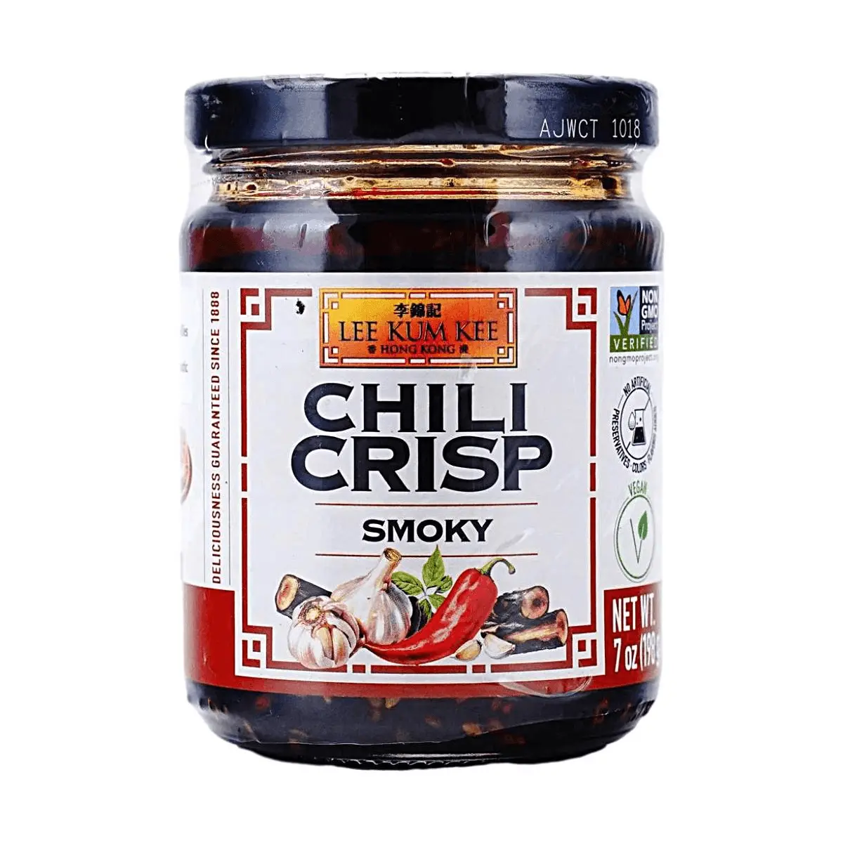 Lee Kum Kee Chili Crisp Oil - Smoky Flavor, 198g Jar - Non-GMO, Vegan, Authentic Chinese Condiment for Noodles, Dumplings, Stir-fries