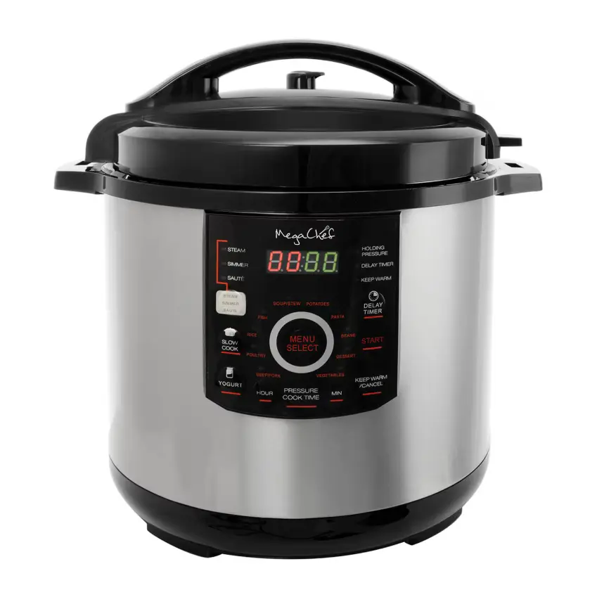 MegaChef 12 Qt Electric Pressure Cooker, Large Capacity Programmable Multi Cooker with Digital Controls, Versatile Kitchen Appliance for Pressure Cooking, Slow Cooking, Rice, Meat, Beans, Soup, Stew and Everyday Family Meals