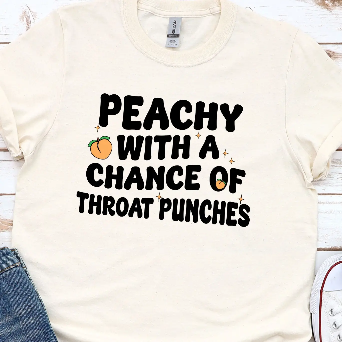 Peachy With A Chance Of Throat Punches Shirt, Sarcastic T-Shirt, Peachy Shirt, Funny and Sassy T-Shirt, Funny Shirt, Sarcastic Girl Gift