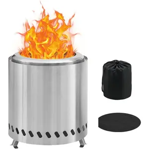 Tabletop Solo Fire Pit with Stand,  Firepit for Camping Outside, Stainless Steel Stove Bonfire  Pellet Stove - 8.6 x 10in,