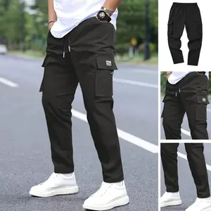 Men's Functional Cargo Pants - Drawstring Waist with Side Pockets for Work & Casual Street Style