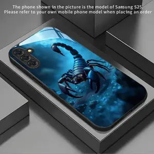 Phone Case - Blue Glowing Scorpion New Black Phone Case Tempered Glass for Samsung Galaxy S25Ultra/S25+//S25Fe/S25/S24Ultra/S24+/S24Fe/S24/S23/S26/S21/S20/A13/A14/A15/A22/A23/A24/A25/A32/A33/A34/A50/A51/A52/A53/A54/A55/A71/A72/A73 Suitable for Gifts