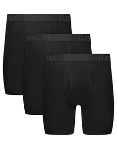 Hanes Originals Men's SuperSoft Boxer Brief Underwear, Total Support Pouch, Black, 3-Pack